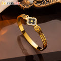 Elegant Clover Charm Bangle